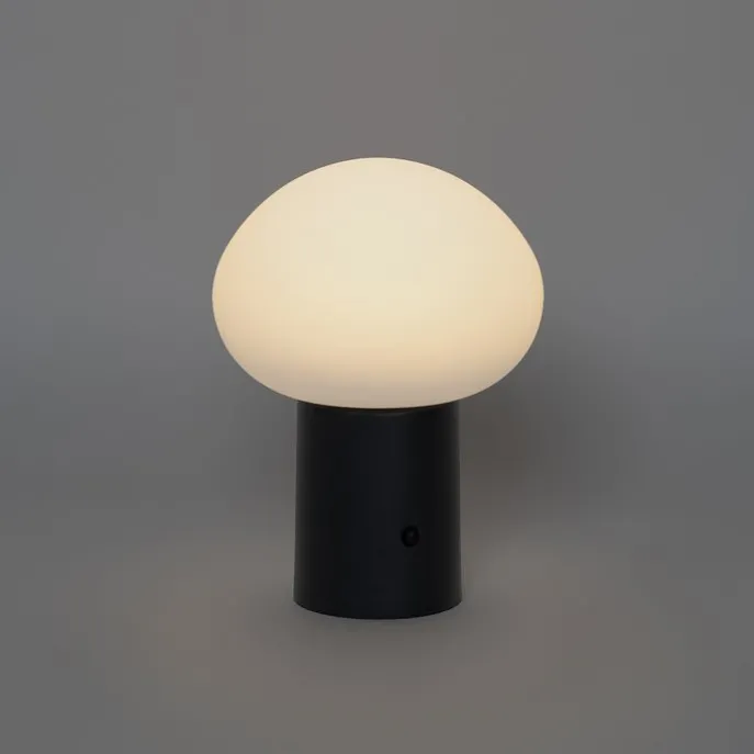 Set van 2 tafellampen mushroom zwart incl. LED oplaadbaar - Louise