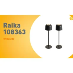 Set van 2 tafellampen mushroom zwart incl. laadstation - Raika