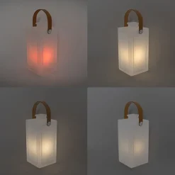 Set van 2 tafellampen wit flame effect oplaadbaar IP44 - Stard