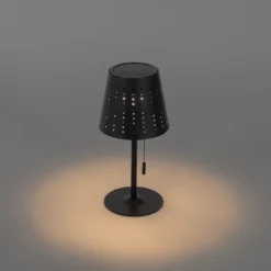 Set van 2 tafellampen zwart oplaadbaar en solar - Ferre