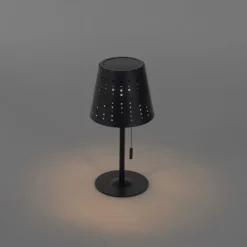 Set van 2 tafellampen zwart oplaadbaar en solar - Ferre