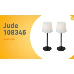 Set van 2 tafellampen zwart oplaadbaar 40 cm IP54 - Jude