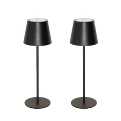 Set van 2 tafellampen zwart met dimmer en oplaadbaar - Murdock