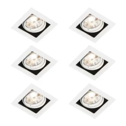 Set van 6 Vierkante inbouwspot wit verstelbaar - Artemis 70