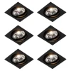 Set van 6 Vierkante inbouwspot zwart verstelbaar - Chuck 111