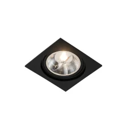 Set van 6 Vierkante inbouwspot zwart verstelbaar - Chuck 111