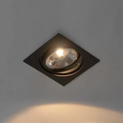 Set van 6 Vierkante inbouwspot zwart verstelbaar - Chuck 111