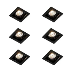 Set van 6 Vierkante inbouwspot zwart verstelbaar - Artemis 70