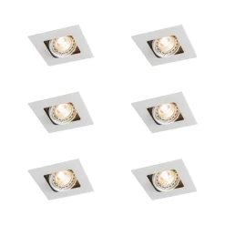 Set van 6 Vierkante inbouwspot wit draai- en kantelbaar - Artemis