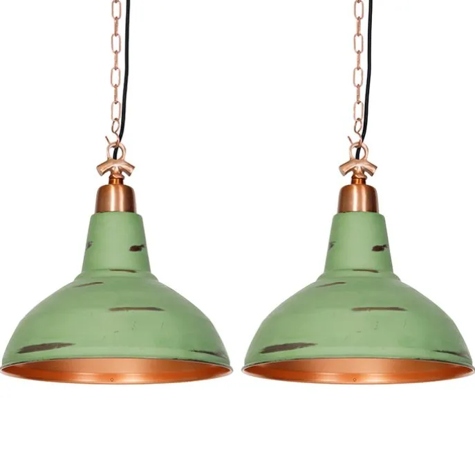 Set van 2 vintage hanglampen koper - Goliath large