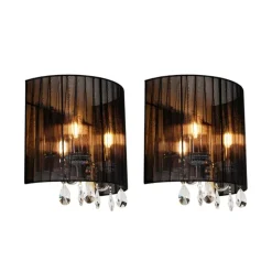 Set van 2 wandlampen chroom met zwarte kap - Ann-Kathrin 2