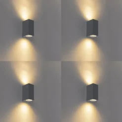 Set van 4 wandlampen donkergrijs 2-lichts IP44 - Baleno