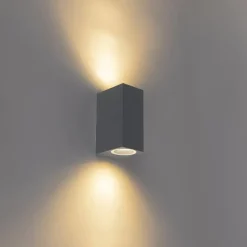 Set van 4 wandlampen donkergrijs 2-lichts IP44 - Baleno