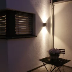 Set van 4 wandlampen donkergrijs 2-lichts IP44 - Baleno