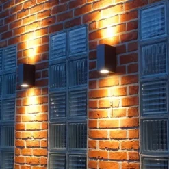 Set van 4 wandlampen donkergrijs 2-lichts IP44 - Baleno