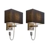 Set van 2 wandlampen staal met kap, leesarm incl. LED - Bergamo