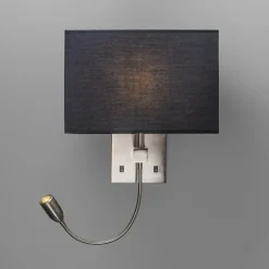 Set van 2 wandlampen staal met kap, leesarm incl. LED - Bergamo