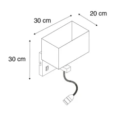 Set van 2 wandlampen staal met kap, leesarm incl. LED - Bergamo