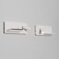 Set van 2 wandlampen wit incl. LED met USB en inductielader - Riza