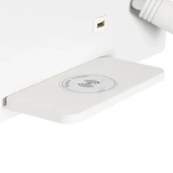 Set van 2 wandlampen wit incl. LED met USB en inductielader - Riza