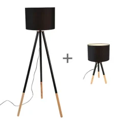 Set van tafel- en vloerlamp met kap zwart - Pip