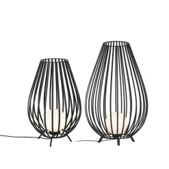 Set van vloerlampen zwart met opaal 110 cm en 70 cm - Angela