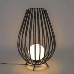 Set van vloerlampen zwart met opaal 110 cm en 70 cm - Angela