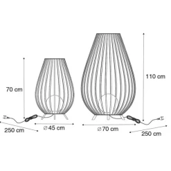 Set van vloerlampen zwart met opaal 110 cm en 70 cm - Angela