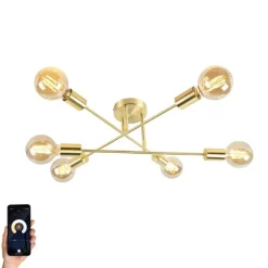 Smart Art Deco plafondlamp messing incl. 6 WiFi G95 - Sydney