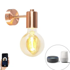Smart Art Deco wandlamp koper incl. G95 WiFi lichtbron - Facil