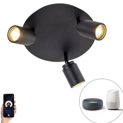 Smart badkamer spot zwart IP44 incl. 3 wifi GU10 - Ducha