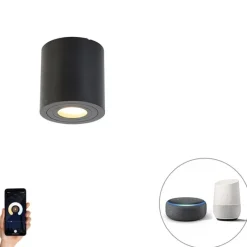 Smart badkamer spot zwart rond IP44 incl. Wifi GU10 - Capa