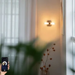 Smart badkamer wandlamp zwart IP44 2-lichts incl. 2 Wifi G9 - Bath