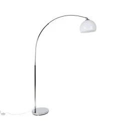 Smart booglamp chroom met witte kap incl. Wifi A60- Arc Basic