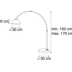 Smart booglamp chroom met witte kap incl. Wifi A60- Arc Basic