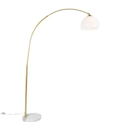 Smart booglamp messing met witte kap incl. Wifi A60 - Arc Basic