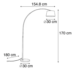 Smart booglamp staal kap grijs incl. WiFi A60 - Arc Basic