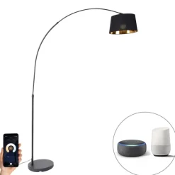 Smart booglamp zwart met goud incl. Wifi A60 - Arc Basic
