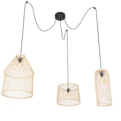 Smart buiten hanglamp rotan 3-lichts incl. 3 Wifi G95 - Calamus