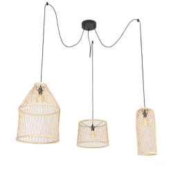 Smart buiten hanglamp rotan 3-lichts incl. 3 Wifi G95 - Calamus