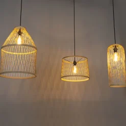 Smart buiten hanglamp rotan 3-lichts incl. 3 Wifi G95 - Calamus