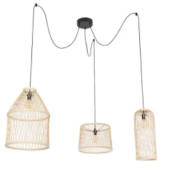 Smart buiten hanglamp rotan 3-lichts incl. 3 Wifi G95 - Calamus