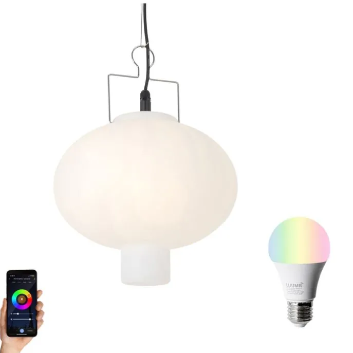 Smart buiten hanglamp wit 35cm incl. Wifi A60 - Pion