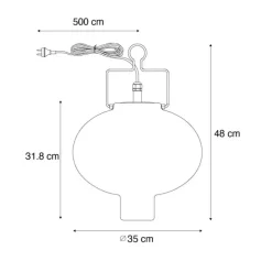 Smart buiten hanglamp wit 35cm met rode stekker incl. Wifi A60 - Pion