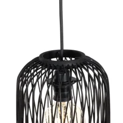 Smart buiten hanglamp zwart rotan 3-lichts incl. 3 Wifi G95 - Calamus