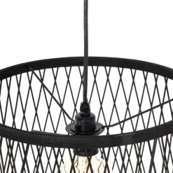 Smart buiten hanglamp zwart rotan 3-lichts incl. 3 Wifi G95 - Calamus