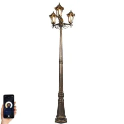 Smart buiten lantaarn goud 3-lichts incl. Wifi ST64 - New Haven