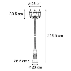 Smart buiten lantaarn goud 3-lichts incl. Wifi ST64 - New Haven