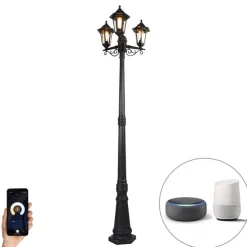Smart buiten lantaarn zwart 3-lichts incl. Wifi ST64 - New Haven