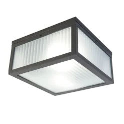 Smart buiten plafondlamp zwart met ribbel glas incl. Wifi A60 - Charlois